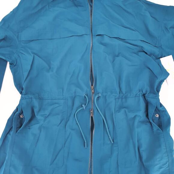 Spiritual Gangster Natasha Teal Blue Jacket Rain Mac / Trench Coat - Size M -NEW - Picture 7 of 16